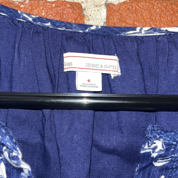 Gap Dress Full Front Button 3/4 Sleeve Tie Waist Blue & White Size 6 - Picture 4 of 10